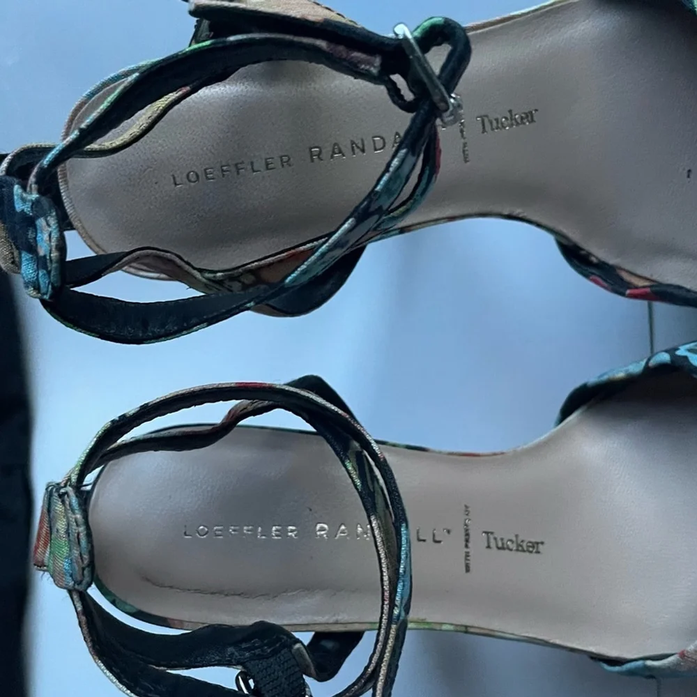 Loeffler Randall Tucker Floral Platform Heels Size 7.5 Statement Designer Sandal